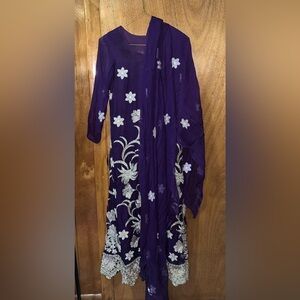 Purple kameez with gold embroidery and dupatta (NO pants)